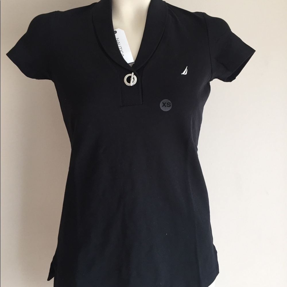 New Nautica women’s polo shirt black NWT
